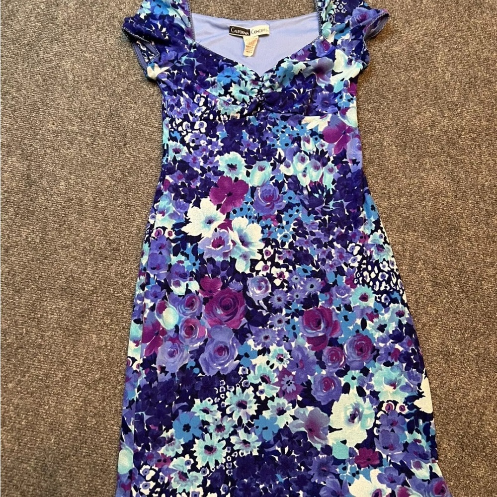 Y2K Vtg California Concepts Dress Juniors‎ Medium Floral Cruise Floral  USA made